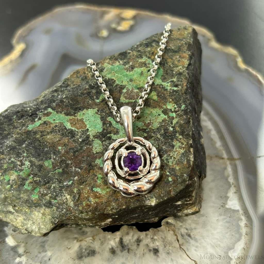 Carolyn Pollack Sterling Silver Rounded Faceted Amethyst 17"-19" Necklace For Women