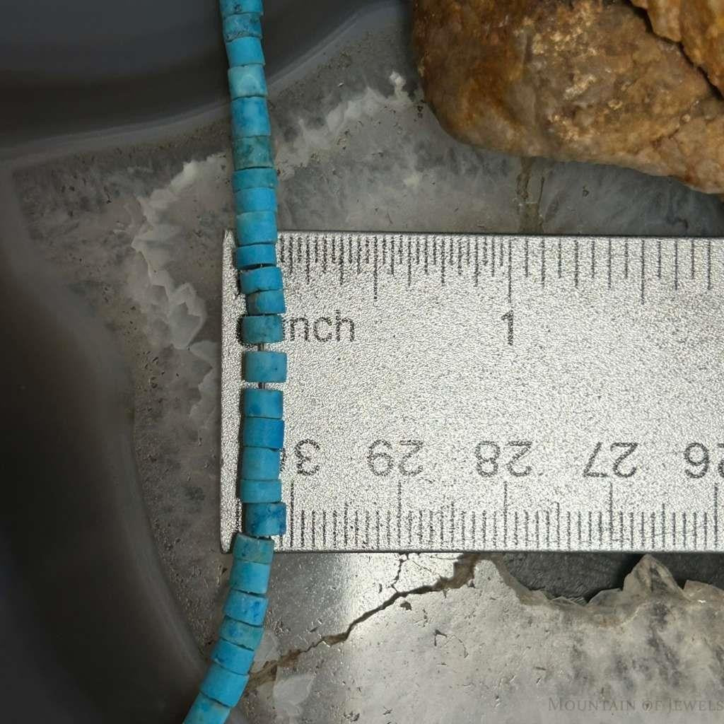 Sterling Silver 4mm Turquoise Disk Beads 17" Necklace For Women