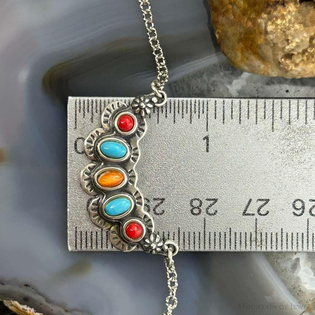 Carolyn Pollack Sterling Silver Multi Stone Pendant Necklace For Women