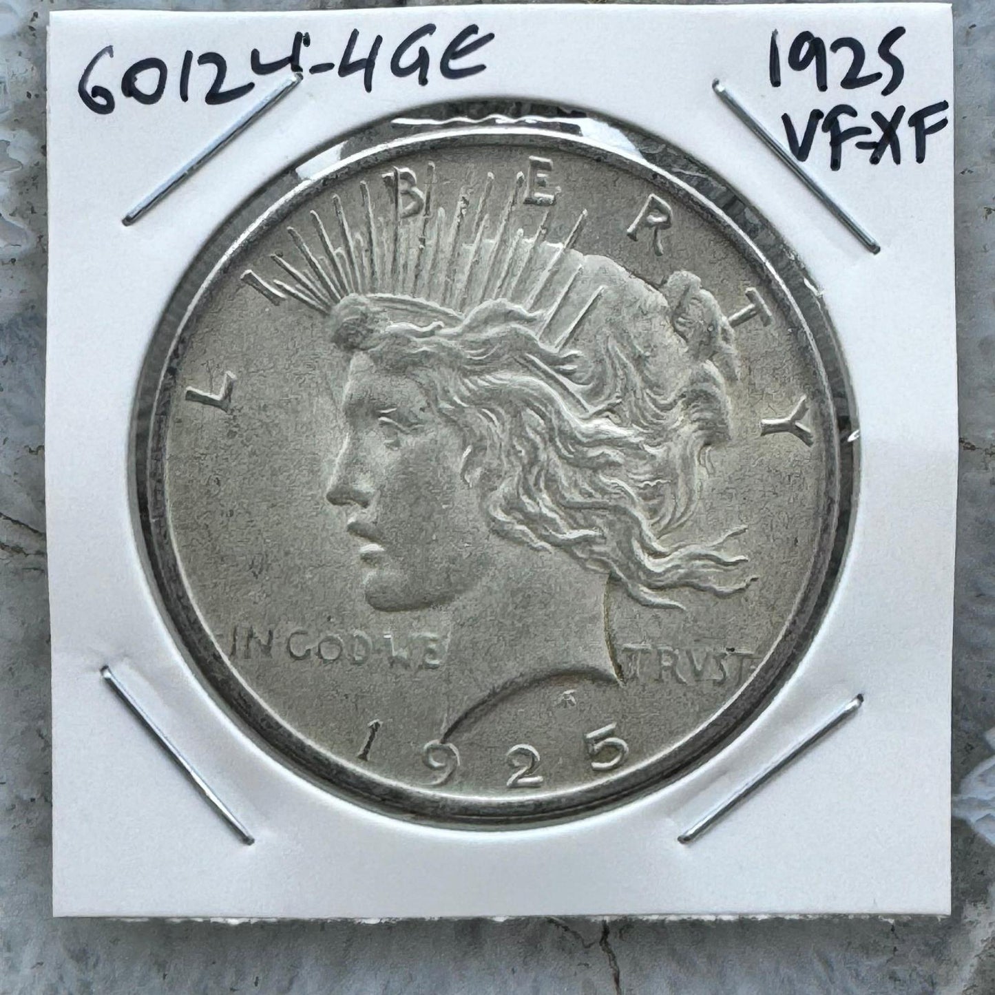 1925 90% US Peace Silver Dollar VF-XF #60124-4GE