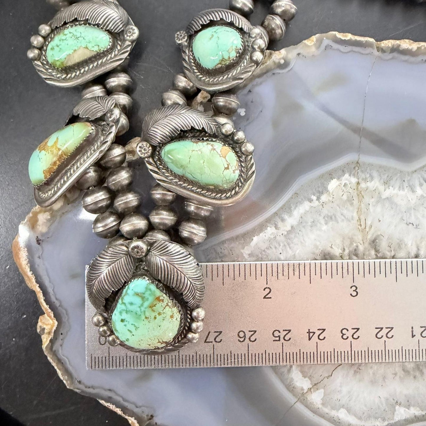 Signed Vintage Native American Sterling Silver Royston Turquoise Necklace For Women