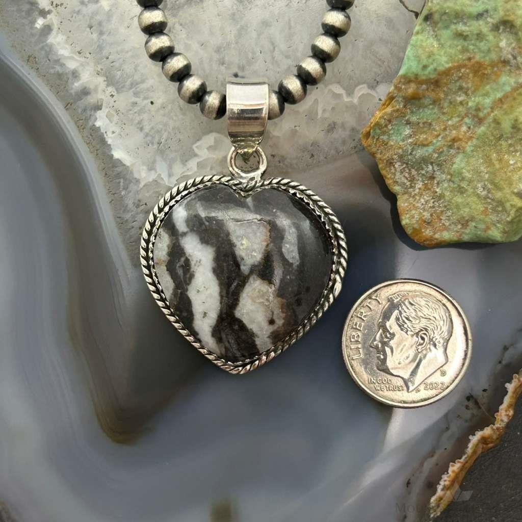 Sterling Silver Southwestern Style White Buffalo Heart Pendant For Women #4