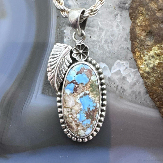 Sterling Silver Southwestern Style Oval Golden Hill Turquoise Pendant For Women