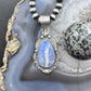 Sterling Silver Southwestern Style Teardrop Plume Doublet Agate Decorated Pendant For Women