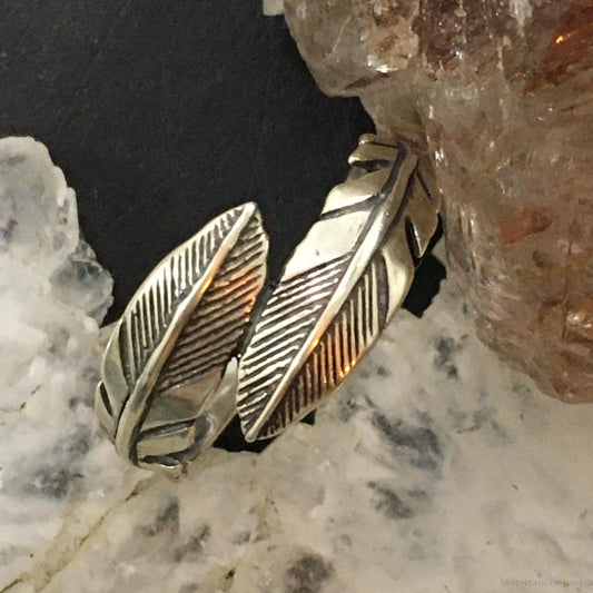 Carolyn Pollack Southwestern Style Sterling Silver Double Feather Ring For Women
