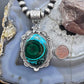 Sterling Silver Southwestern Style Oval Azurite Malachite Decorated Pendant For Women
