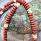 Sterling Silver Southwestern Style Red Jasper &Petrified Wood Beads Saucer 18" Necklace