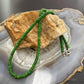 Sterling Silver Southwestern Style Round Green Turquoise Beads 16" Necklace For Women