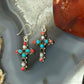 Sterling Silver Southwestern Style Multi-Stone Cross Dangle Earrings For Women