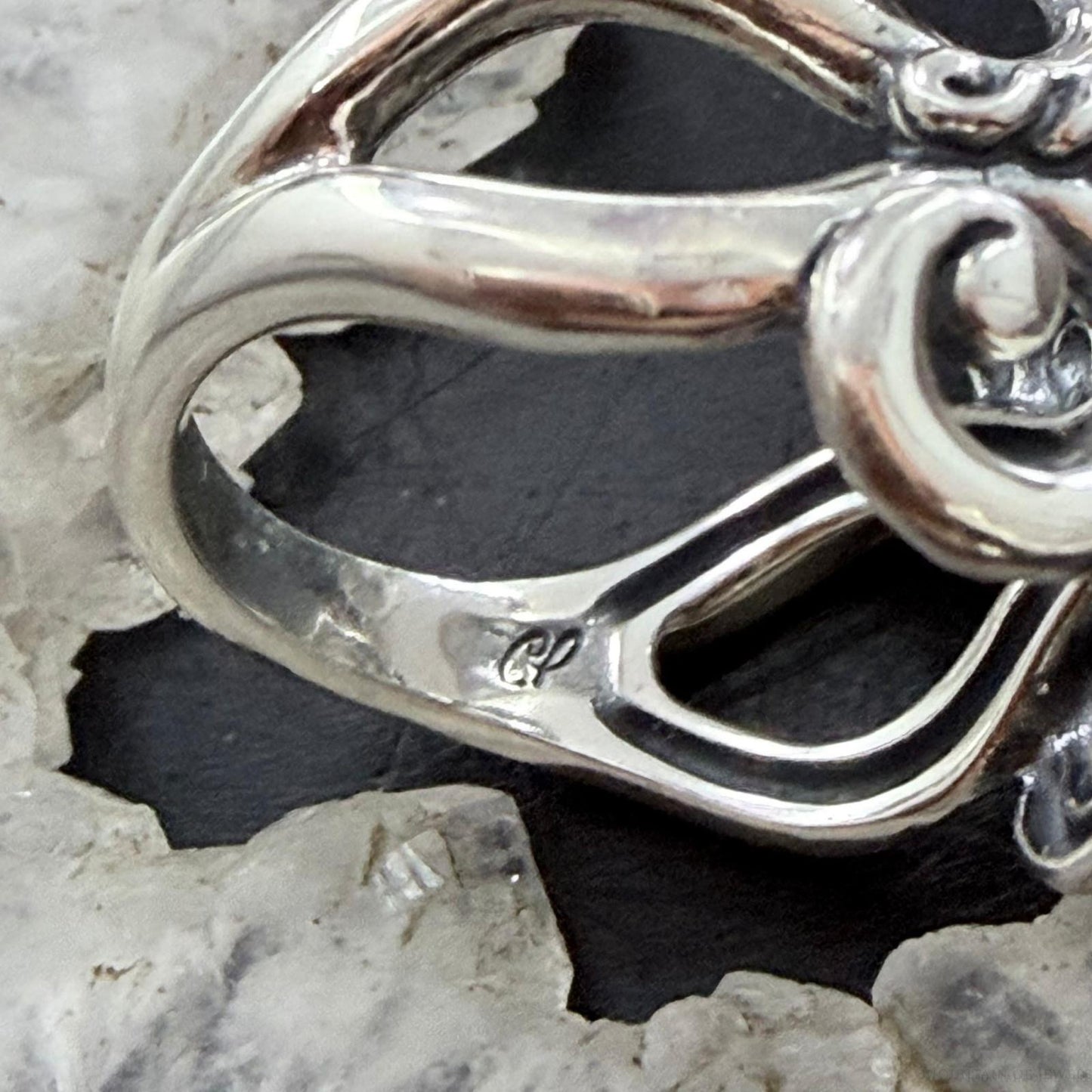 Carolyn Pollack Sterling Silver 2 Smoky Quartz Rope Swirl Decorated Ring Size 7 For Women