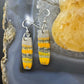 Sterling Silver Elongated Barrel Bumblebee Jasper Slab Dangle Earrings For Women #204