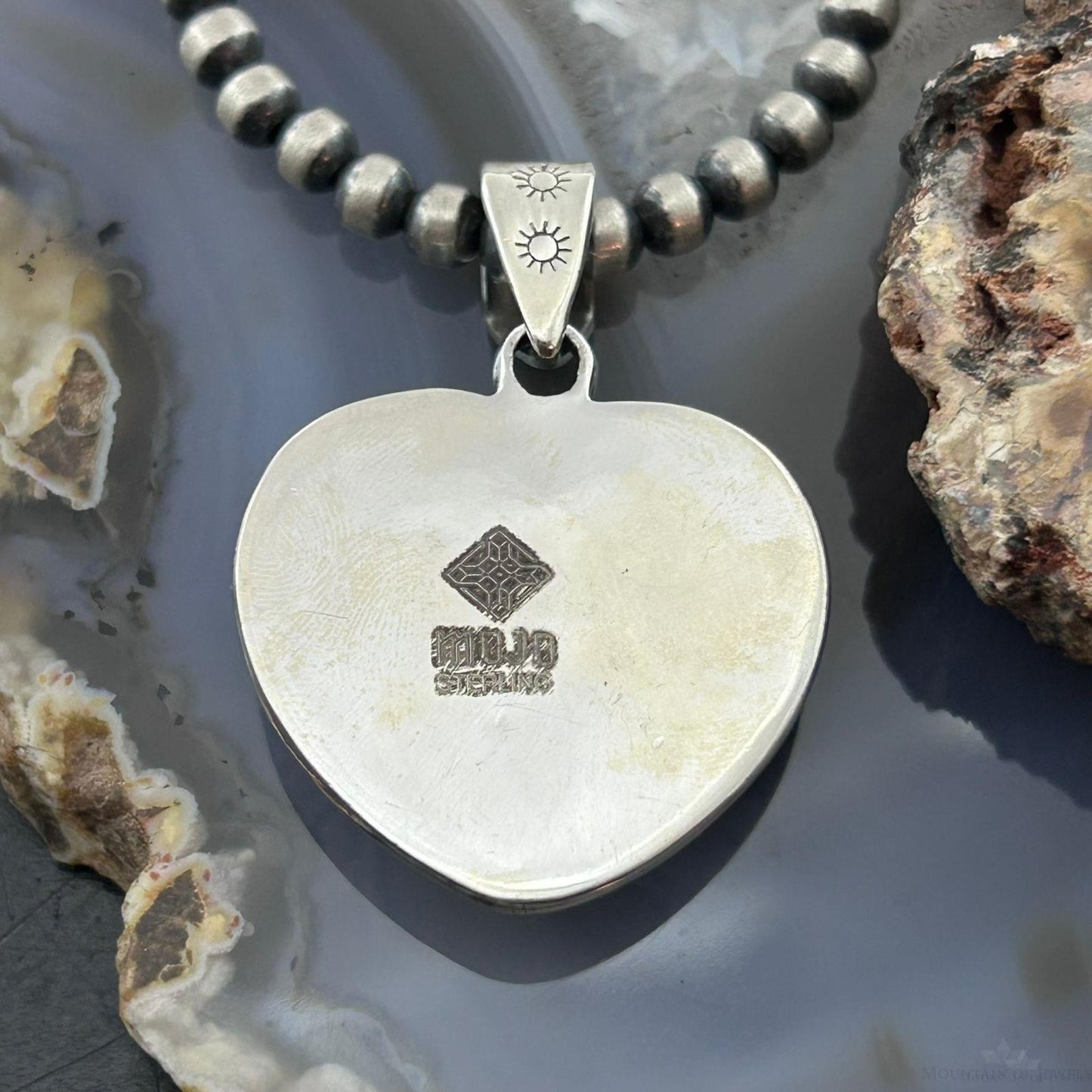 Sterling Silver Southwestern Style Chrysocolla Decorated Heart Pendant For Women