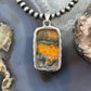 Sterling Silver Southwestern Style Rectangle Yellow Jasper Pendant For Women