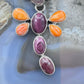 Native American Sterling Silver Purple & Orange Spiny Oyster Dragonfly Pendant For Women