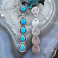 Native American Sterling Silver 5 Turquoise Post Dangle Earrings For Women