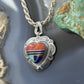 QT Quoc Sterling Silver Southwestern Style Multistone Inlay Heart Pendant For Women