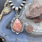 Sterling Silver Southwestern Style Teardrop Red Plum Decorated Pendant For Women