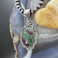 Sterling Silver Southwestern Style Oval Ruby Zoisite Decorated Pendant For Women
