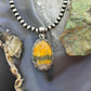 Sterling Silver Southwestern Style Oval Yellow Jasper Pendant For Women