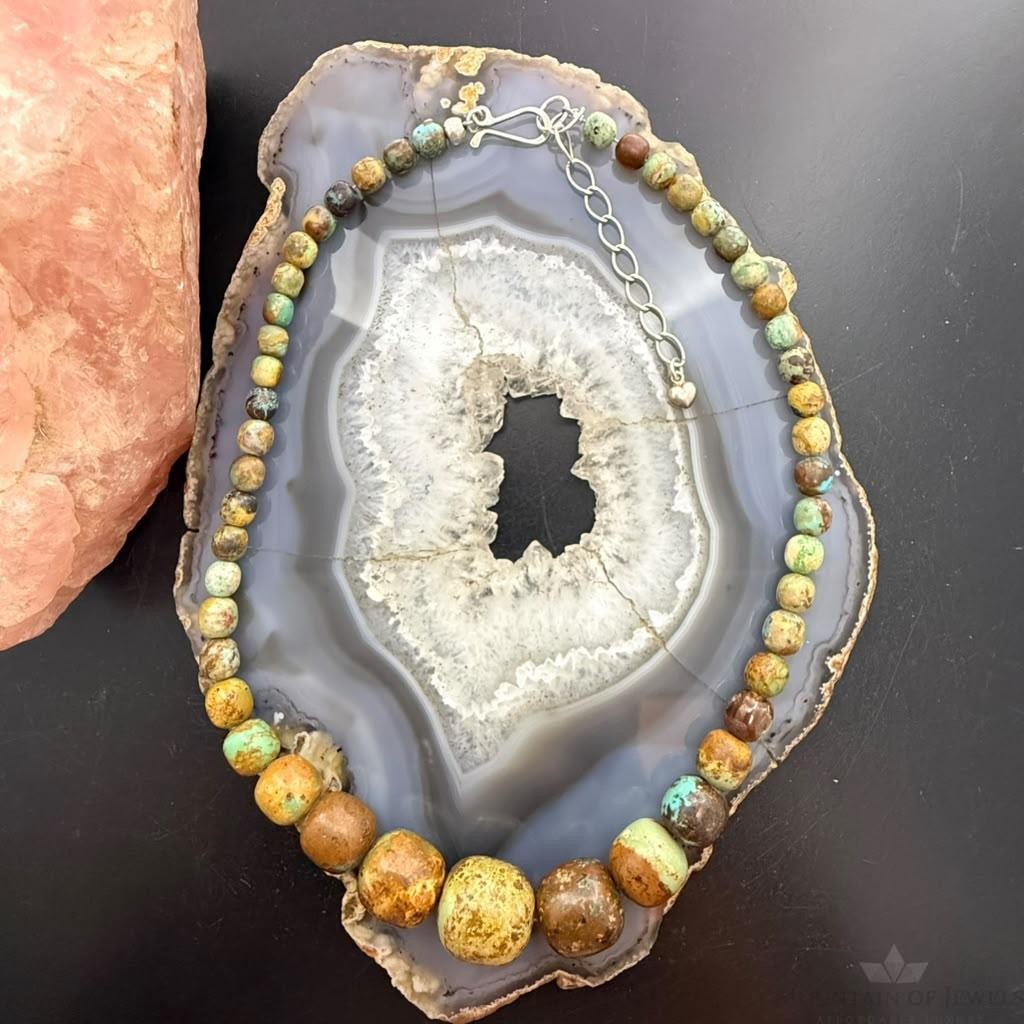 Desert Rose Trading Sterling Silver Graduated Turquoise Beads Necklace For Women