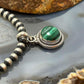 Sterling Silver Southwestern Style Round Malachite Decorated Charm/Pendant For Women