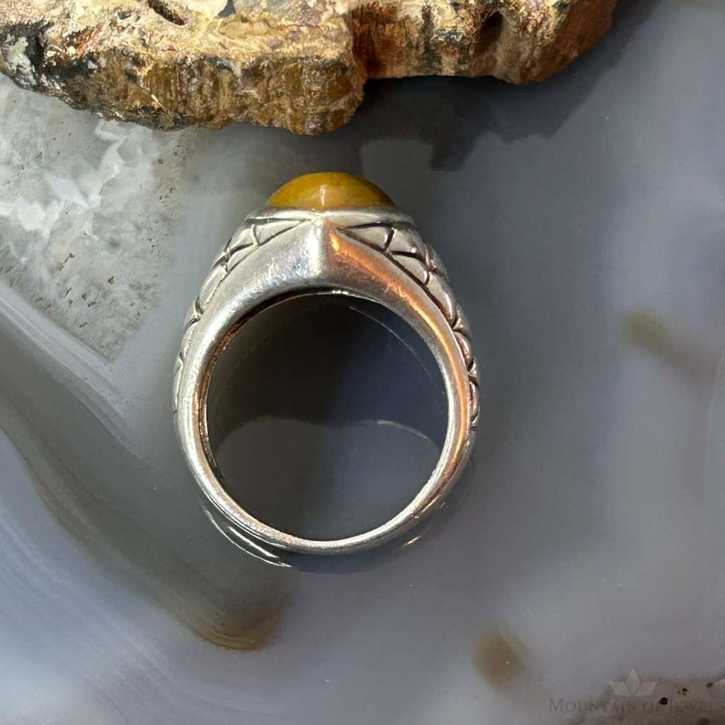 Sterling Silver marquise Tiger's Eye Decorated Fashion Ring Size 7 For Women