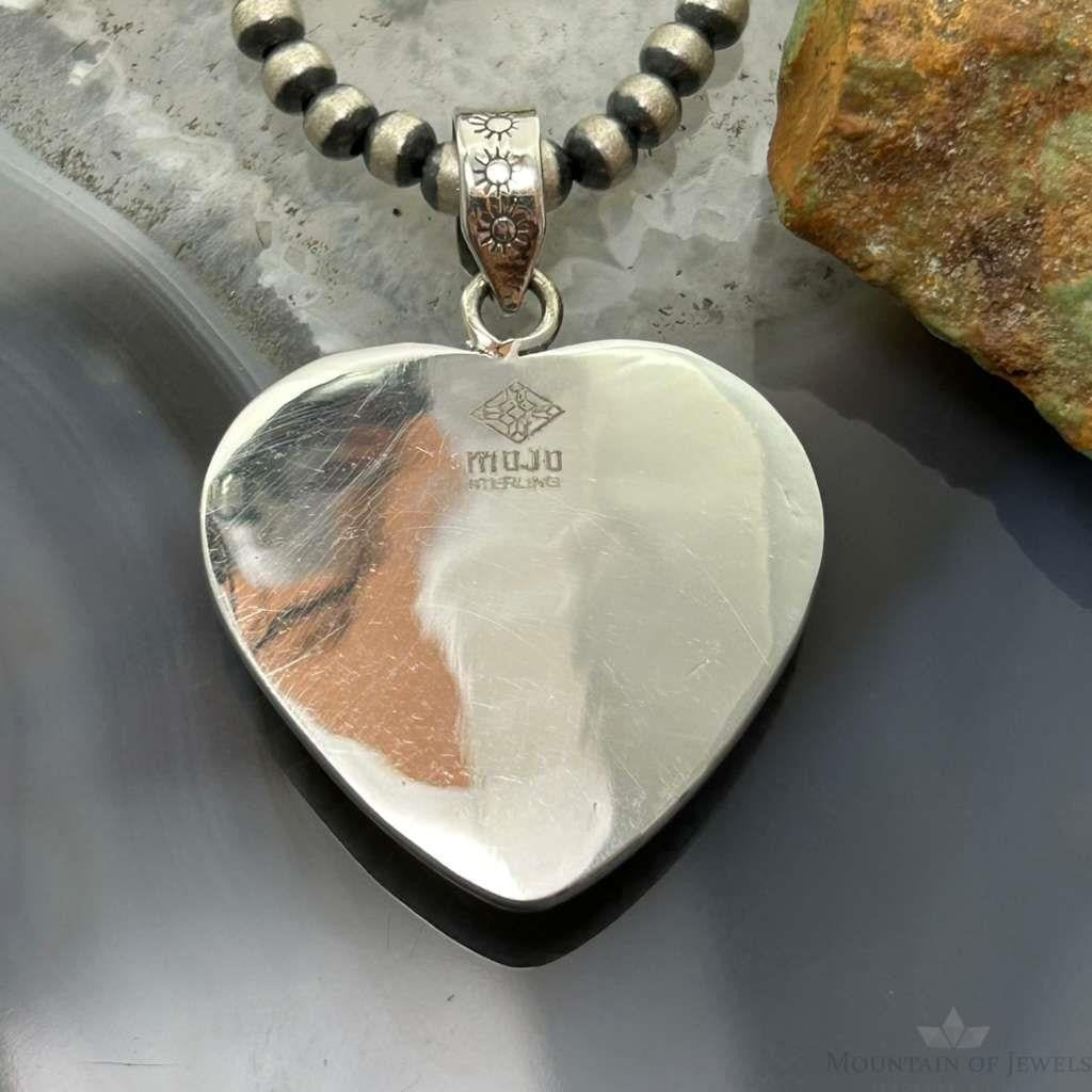 Sterling Silver Southwestern Style Turquoise Spiny Oyster Heart Pendant For Women