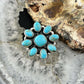 Sterling Southwestern Style Mohave Turquoise Cluster Ring Size 7.5 For Women