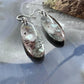 Sterling Silver Elongated Oval Red Marcasite Slab Dangle Earrings For Women #237