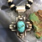 Chimney Butte Native American Sterling Silver Oval Turquoise Zia Symbol Pendant