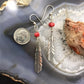 Carolyn Pollack Sterling Silver Coral Bead Feather Dangle Earrings For Women