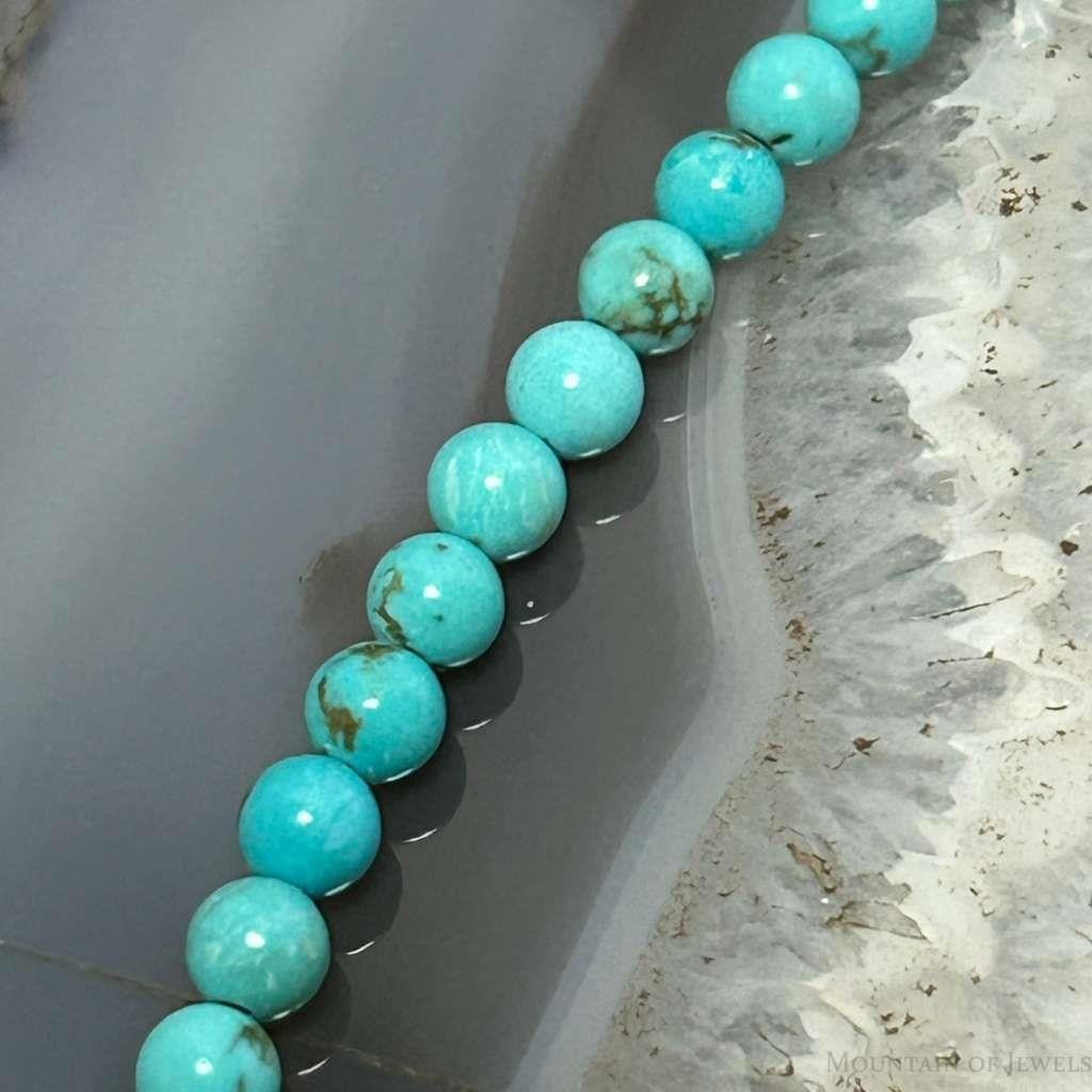 Sterling Silver Southwestern Style 4mm Turquoise Beads 20" Necklace For Women