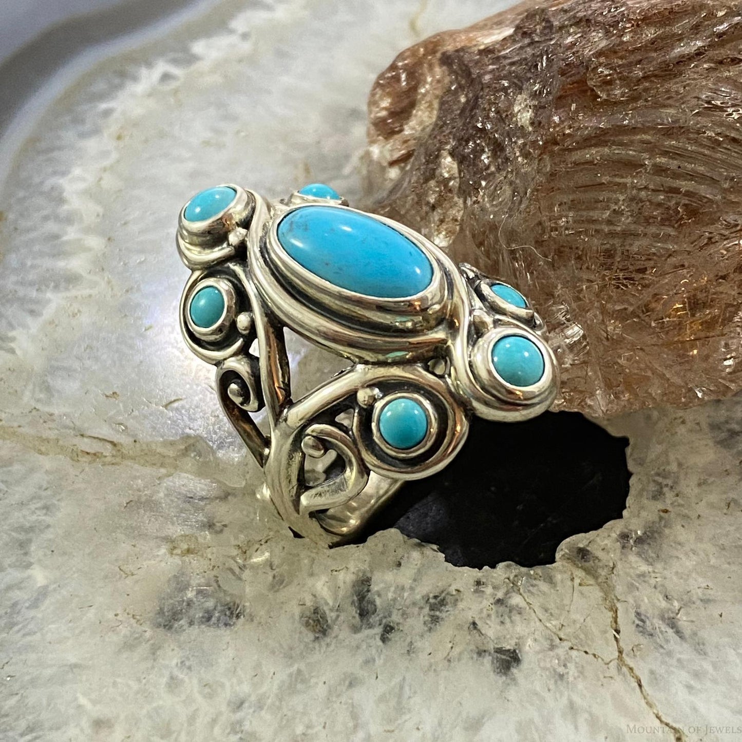 Carolyn Pollack Sterling Silver Turquoise Cluster Ring For Women, Size variety