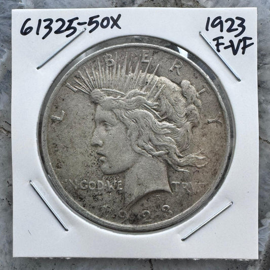 1923 US 90% Peace Silver Dollar F-VF #61325-5OX