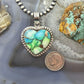 Sterling Silver Southwestern Style Mohave Green Turquoise Heart Pendant For Women