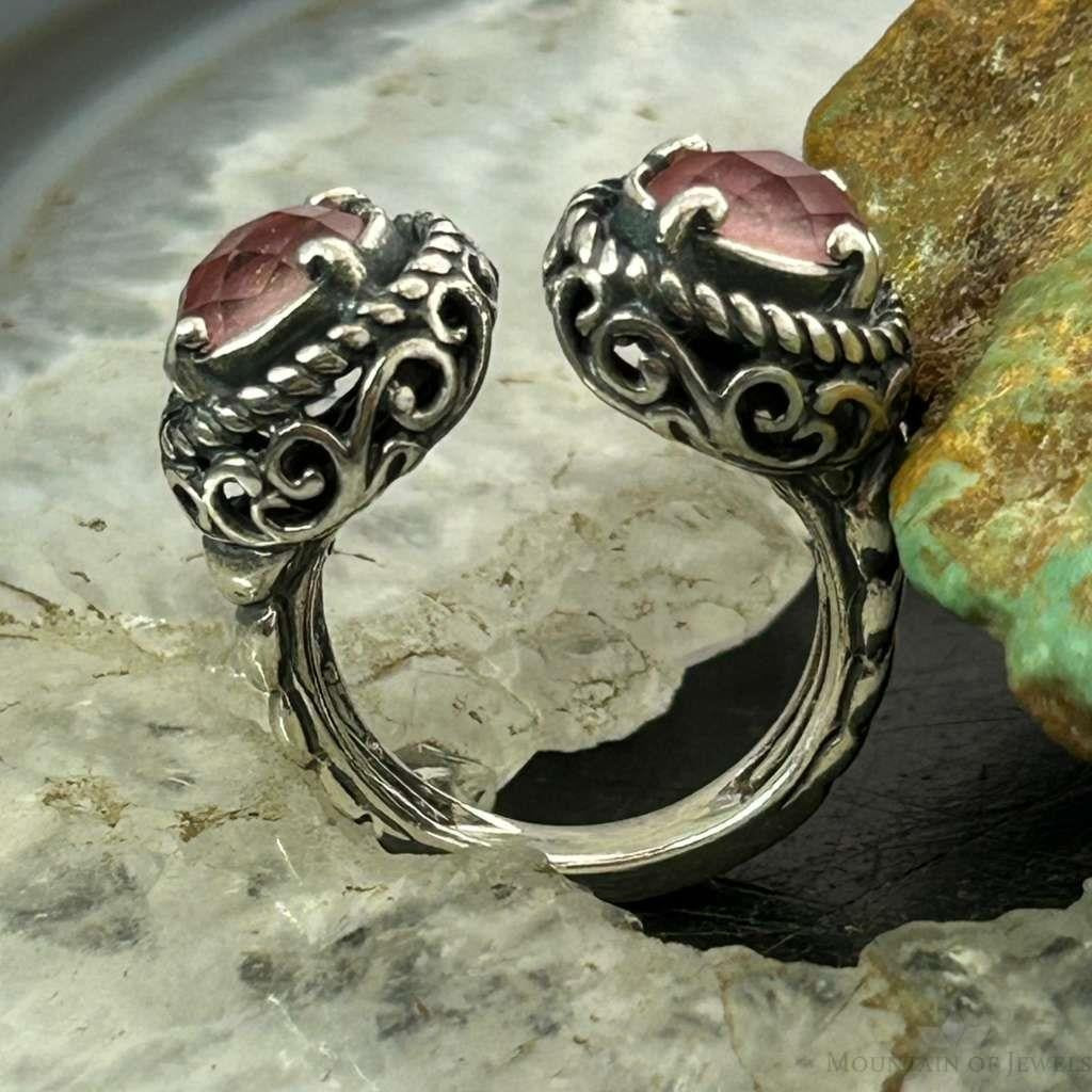 Carolyn Pollack Sterling Silver Faceted Rhodochrosite Doublet Ring Size 6 For Women