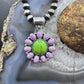 Native American Sterling Silver Green Turquoise w/Phosphosiderite Pendant For Women