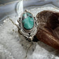 Sterling Silver Southwestern Style Oval Turquoise Decorated Adjustable Ring For Women
