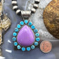 Native American Sterling Silver Purple Phosphosiderite & Turquoise Pendant For Women