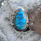 Sterling Southwestern Style Teardrop Cooper Turquoise Size 8.5 Ring For Women