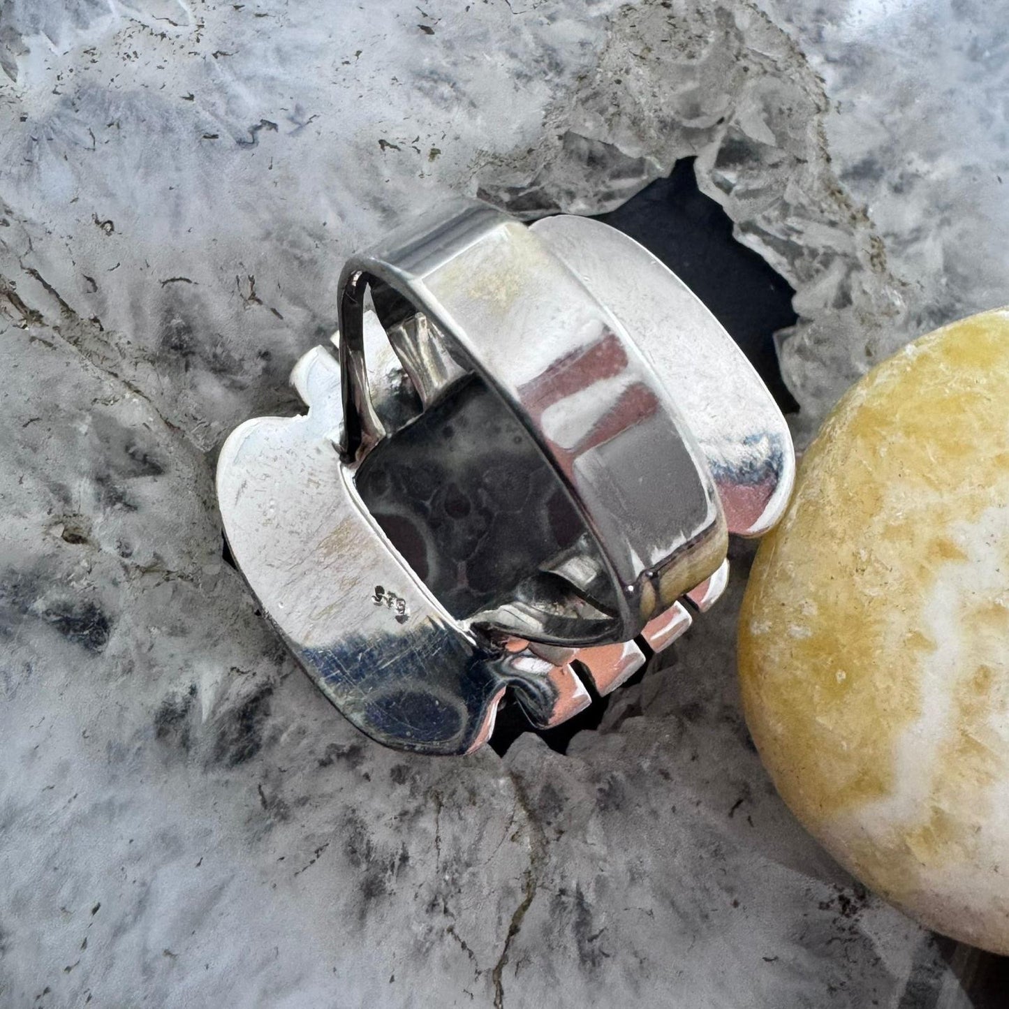 Sterling Silver Southwestern Style Rectangle Asteroid Jasper Ring Size 9 For Women