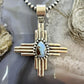 Sterling Silver Southwestern Style Teardrop Golden Hill Turquoise Zia Pendant