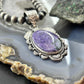 Sterling Silver Southwestern Style Oval Charoite Decorated Pendant For Women #1