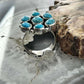Sterling Silver Southwestern Style Mohave Turquoise Cluster Ring Size 7.75 For Women