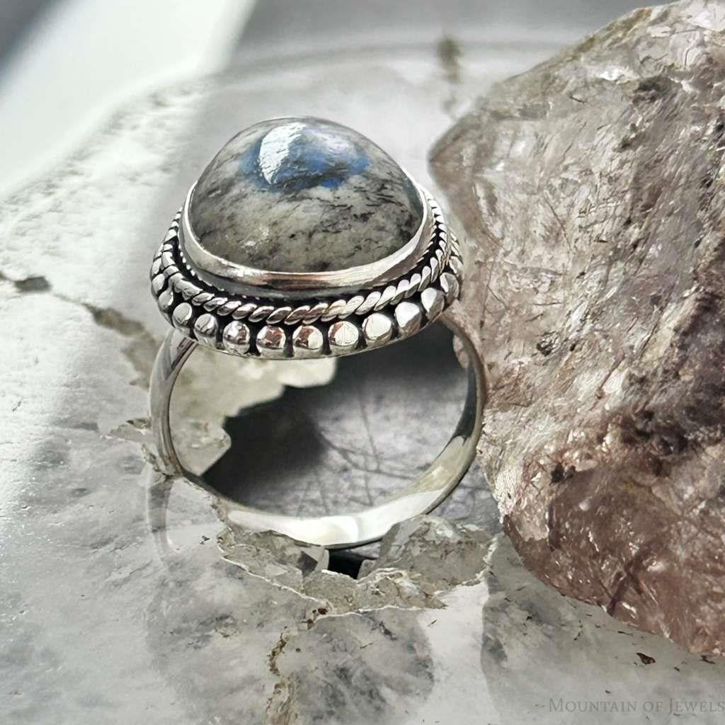 Sterling Silver Southwestern Style Teardrop K2 Jasper Ring Size 7 For Women
