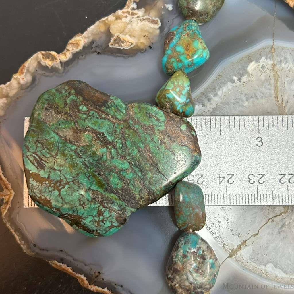 Vintage Chunky Natural Turquoise Stone w/Natural Turquoise Necklace For Women