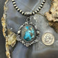 Sterling Silver Southwestern Style Oval Turquoise Decorated Pendant For Women #6