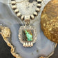 Sterling Silver Southwestern Style Square Blackjack Turquoise Decorated Pendant For Women