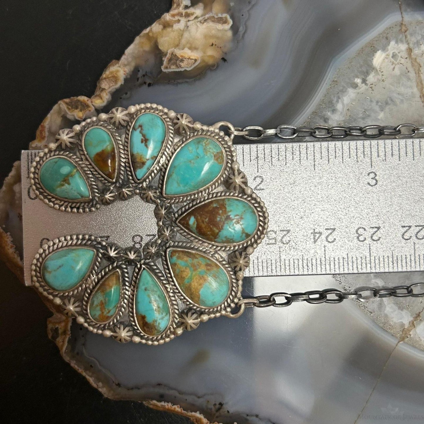 Sterling Silver Southwestern Style Kingman Turquoise Naja 19" Necklace For Women