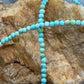 Sterling Silver Southwestern Style 3mm Faceted Turquoise Beads 17" Necklace For Women